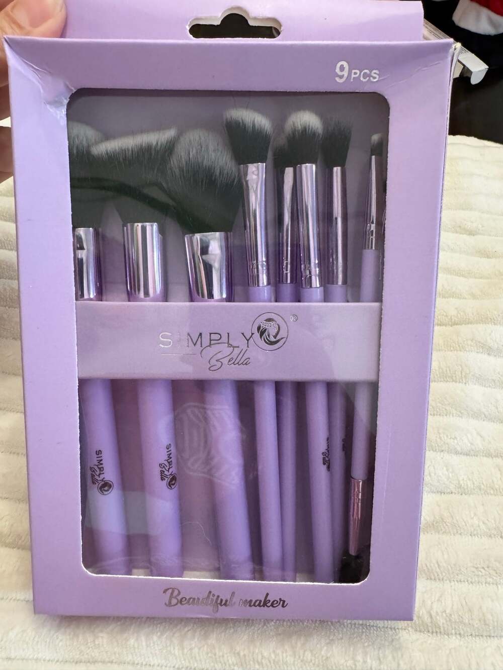 Simply Bella 9 piece makeup brush set in purple